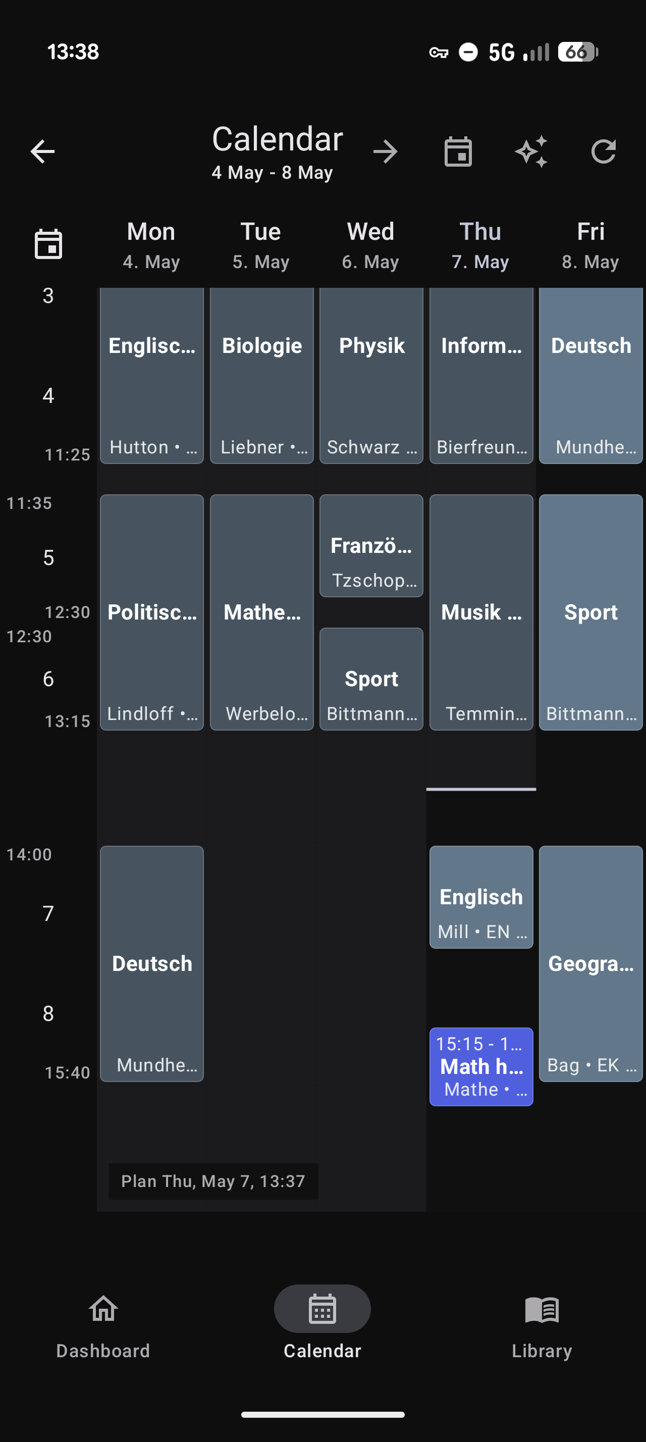 Daymaker calendar with weekly timetable integration